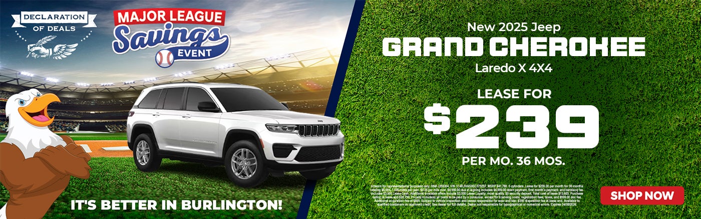 LEASE FOR $239 PER MO. 36 MOS. at Burlington Chrysler Dodge Jeep Ram in Burlington NJ