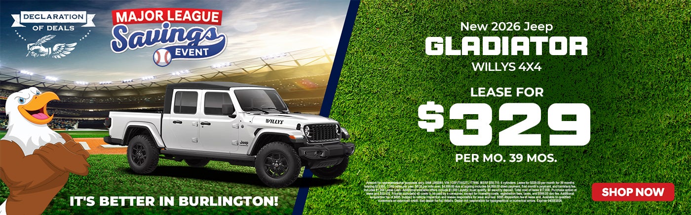 LEASE FOR $329 PER MO. 39 MOS. at Burlington Chrysler Dodge Jeep Ram in Burlington NJ