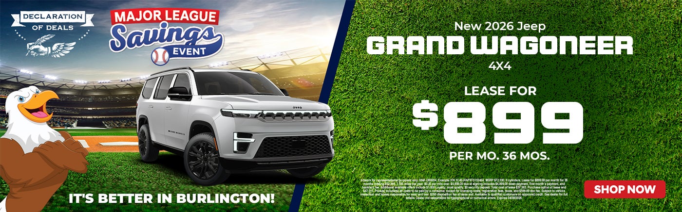 LEASE FOR $899 PER MO. 36 MOS. at Burlington Chrysler Dodge Jeep Ram in Burlington NJ